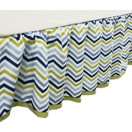 Space Bot Chevron Dust Ruffle By Crib Skirt Is Designed To Fit A