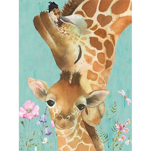Juego de pintura de diamante con diseño de jirafa, adecuado para manualidades con diamantes para adultos y niños, juego de pintura de diamante para decoración de pared, regalos de 12.0 x 16.0 in