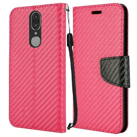 Bemz Bling Series Wallet Compatible with Coolpad Legacy (2019) Case with Diamond Magnetic Flip Cover, Card/Money Holder Slots, ID Window and Atom Cloth - Carbon Fiber Hot