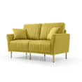 thumbnail image 2 of Modern Loveseat Sofa, Upholstered Velvet Sofa Couch with Metal Legs, 2-Seater Sofa Furniture for Small Spaces, Living Room, Bedroom, Office，Ginger, 2 of 7