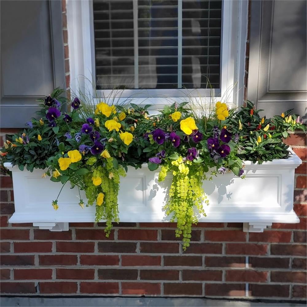 Pemberly Row Modern 4ft Traditional Plastic Window Box in White