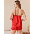 thumbnail image 3 of Ekouaer Silk Pajamas Set for Women Satin Camisole Sleepwear Lingerie V-Neck Cami Top and Shorts Pjs, 3 of 6