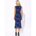 thumbnail image 3 of DARING DIVA Mesh Floral Sleeveless Crew Neck Cocktail Midi Dress S Dark Blue, 3 of 6