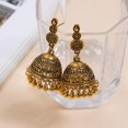 thumbnail image 5 of Indian Bollywood Traditional Jhumka Jewellery Set for Women Large Big Tassel Beaded Kundan Ethnic Wedding Wear Party Festival Choker Necklace Earrings Maang Tikka Traditional Fashion Antique Jewelry, 5 of 12