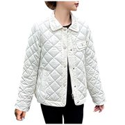 Gpaecead Quilted Jackets For Women Long Sleeve Button Down Puffer Jacket Warm Winter Coat Outerwear With Pockets