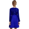 thumbnail image 4 of iiniim Girls Glittery Sequin Party Gown Round Collar Long Sleeve High Waist Belted Pleated Dress Blue 12, 4 of 7