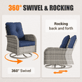 thumbnail image 2 of Sweecci 15 Pcs Wicker Patio Furniture Set, Double Rattan Outdoor Sectional Sofa, 360° Swivel Rocking Chairs, Conversation Set with Double Layer Side Table for Backyard Garden Poolside,Navy Blue, 2 of 11