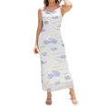 thumbnail image 3 of Women'S Floral Ruched Bodycon Midi Dress Mesh Fishtail Summer Wedding Guest Cocktail Going Out Dresses 2025 Blue M, 3 of 9