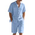 thumbnail image 2 of Men'S 2 Pieces Shirt Set Short Sleeve Button Down Casual Hippie Holiday Beach T-Shirts Shorts Outfits M, 2 of 8