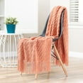 thumbnail image 2 of Chanasya Bevel Round Textured Super Soft Fluffy Acrylic Throw Blanket With Tassels - Warm Cozy Lightweight Woven Blanket for Bed Sofa Chair Couch Cover Living Bed Room (50x65 Inches) Coral, 2 of 3