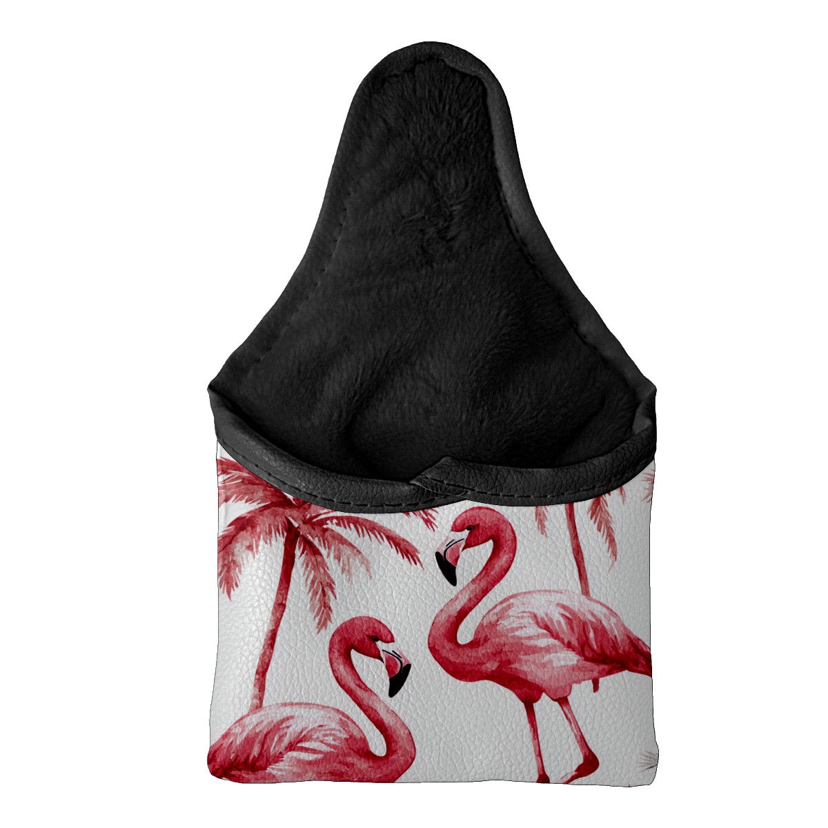 Golf Mallet Putter Cover Premium Leather Waterproof Golf Putter Head Cover with Magnetic Closure Watercolor Flamingo