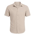 thumbnail image 3 of DGMIOCS Chemise Décontractée pour Homme Coupe Ajustée Non Rétrécie Tenue de Bureau Beige TTG, 3 of 4