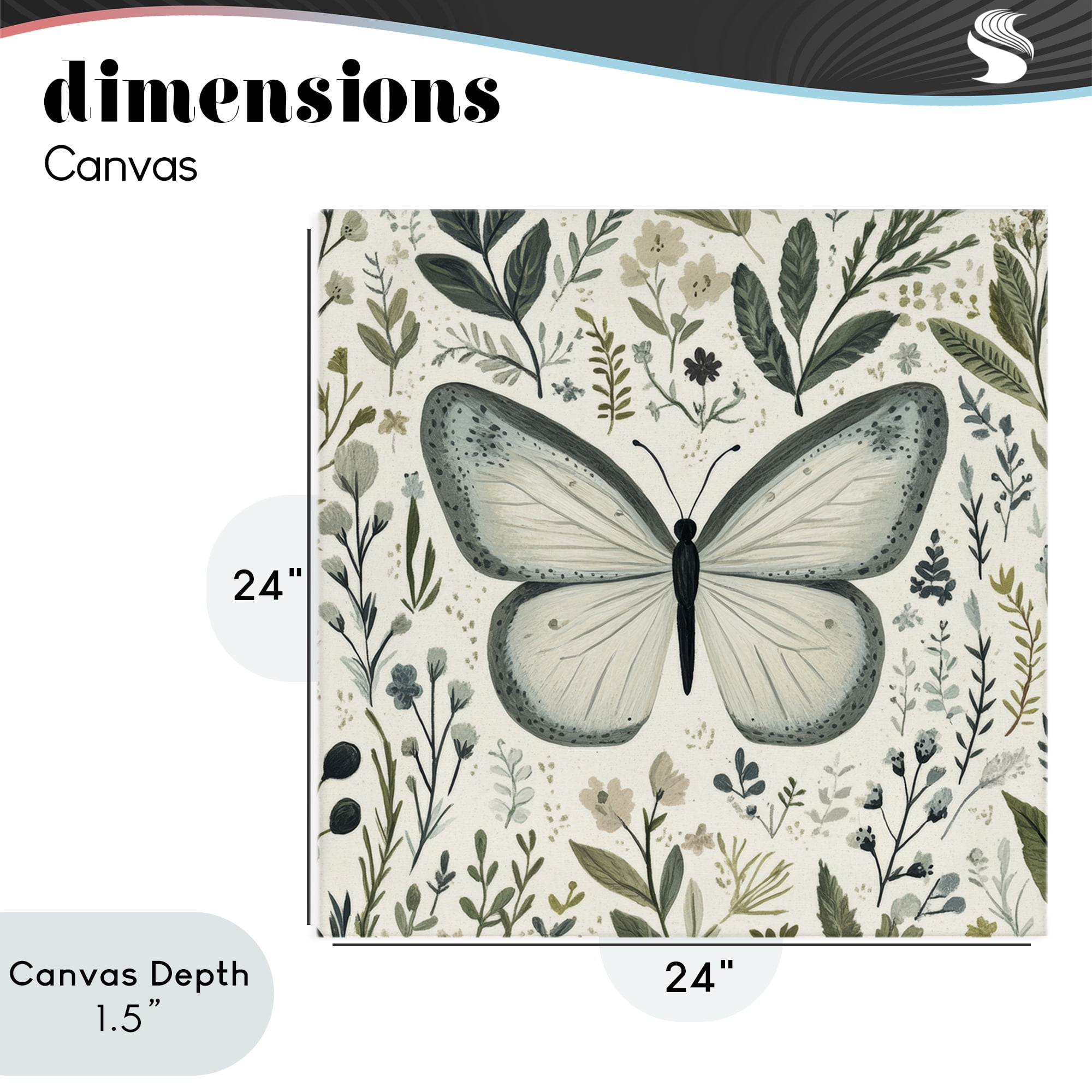 Stupell Industries Dusty Blue Butterfly Botanicals Canvas Wall Art, design by Petal Prints Design