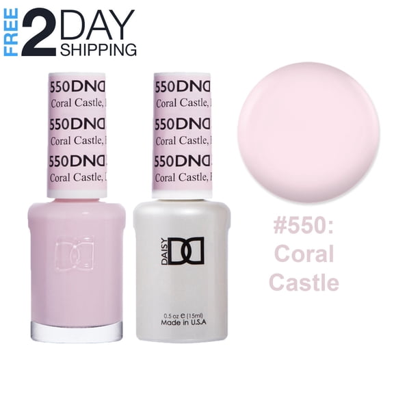 DND Gel Nail Polish & Nail Lacquer Set Soak Off Duo Set - #550 Coral Castle, 0.5 oz