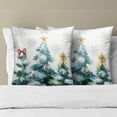 thumbnail image 2 of Blue Christmas Tree Throw Pillow Covers 20 x 20 Inch Set of 2 Snowflakes Bells Winter Decorative Double Sided Cushion Covers for Outdoor Holiday Party Home Bedroom, 2 of 8