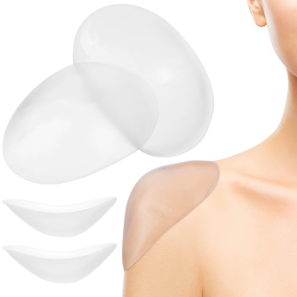 EeaseCA 2 Pairs Women Underwear Shoulder Pads Adhesive Silicone Shoulder Enhancer Shoulder Pads Anti-Slip Shoulder Pads Accessories (Transparent, Size L)