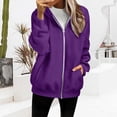 thumbnail image 5 of NMMUED Zip Up Hoodie Women Lightweight Jacket Oversized Sweatshirt Solid Color Fall Clothes Long Sleeve Loose Fit Cute Tops Dark Purple L, 5 of 9