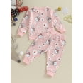 thumbnail image 3 of Baby Girls Pants Outfits Toddler Christmas Snowman Print Round Neck Sweatshirt and Pants Set, 3 of 8