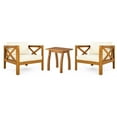 thumbnail image 4 of Durable Wood Patio Furniture Set 3-Piece with Cushioned Chairs & End Table, 400lbs Weight Capacity for Balcony, Porch, Deck & Backyard Outdoor Living, 4 of 9