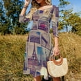thumbnail image 4 of Travel Postcards from London, New York, Paris-2 Dress Summer Dresses Woman Street Style Big Size Casual Dress, 4 of 9