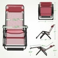 thumbnail image 4 of PNKKODW Oversized 29" XL Zero Gravity Chair w/Upgraded Lock and Wider Cup Holder,Removable Cushion&Headrest&Footrest, Camping Reclining Lawn Chair for Patio Outdoor Office,Wine Red, 4 of 9