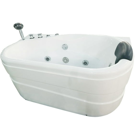 EAGO AM175-L 5'' White Acrylic Corner Whirlpool Bathtub - Drain on Left