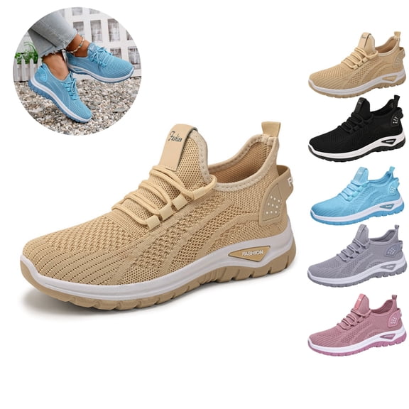 Mfakffe Orthopedic Shoes for Women Mesh Breathable Non Slip Sneakers Arch Support Trendy Running Shoes Lightweight Slip on