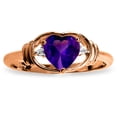thumbnail image 2 of Galaxy Gold GG 14K Rose Gold 0.96 CTW Natural Diamonds and Heart-Shaped Amethyst Ring - February Birthstone - Peace & Wisdom - Sizes 5.5 to 11 - Fine Jewelry for Women, 2 of 2