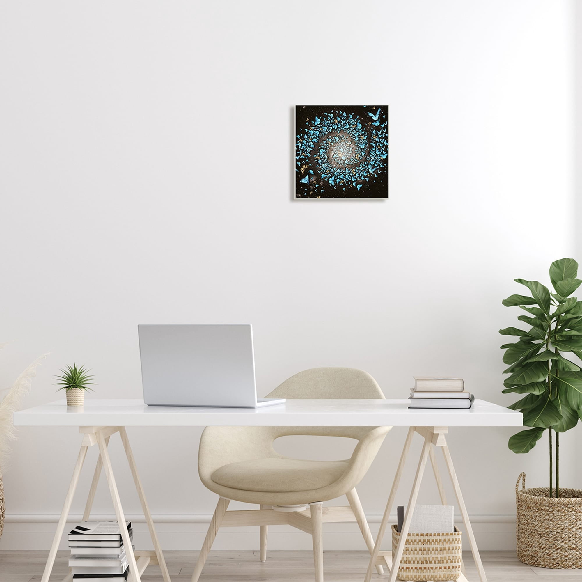 Stupell Industries Wild Butterflies Flying Vivid Blue Spiral Shape Wood Wall Art, 12 x 12, Design by Paula Belle Flores