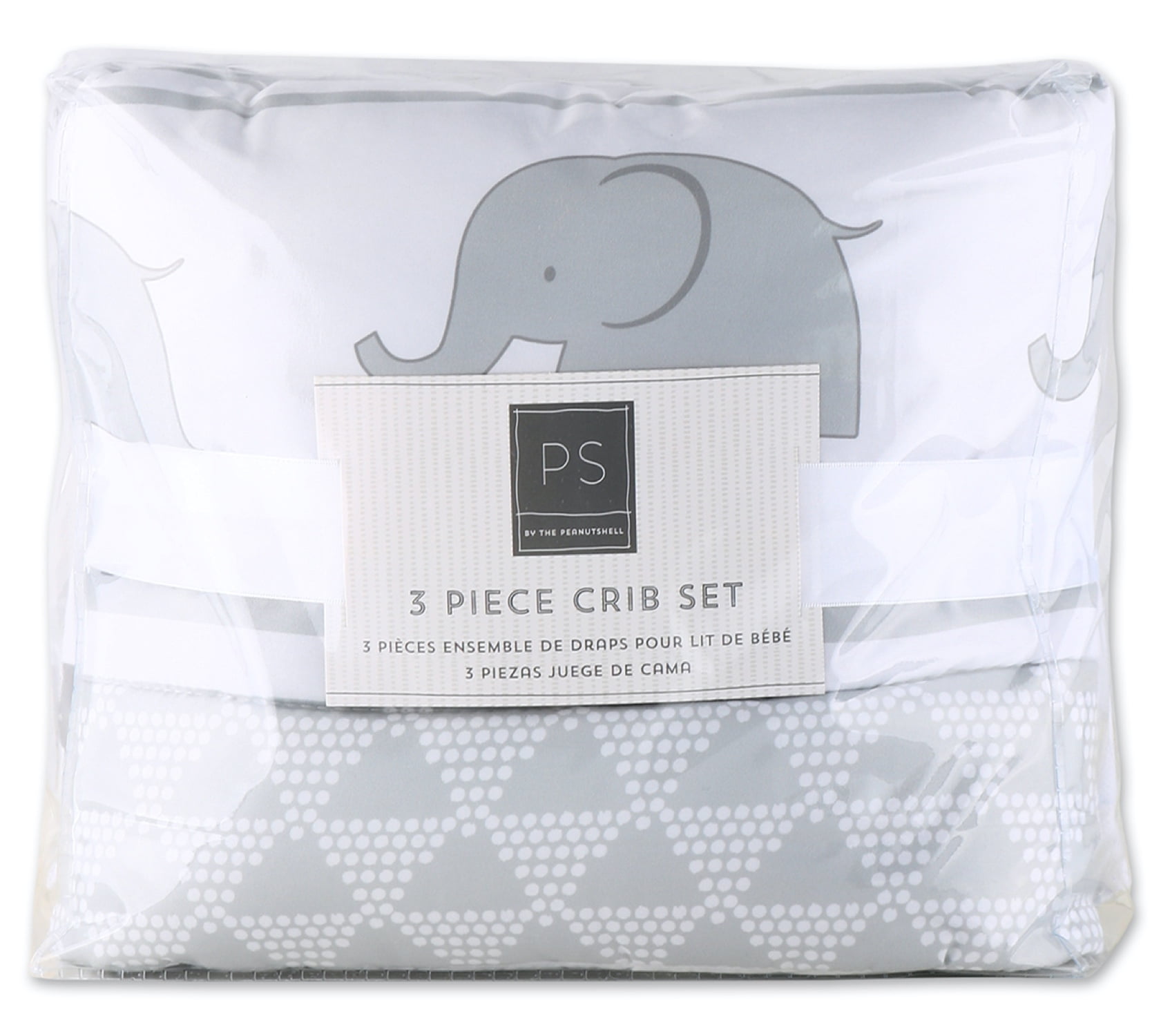 The Peanutshell Elephant Walk Print Baby Boy Or Girl Crib Bedding Set Unisex 3 Piece Grey White Crib Quilt Sheet Skirt Walmart Com Walmart Com