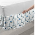 thumbnail image 2 of Lighthouse Bed Skirt, Hand Drawn Watercolor Sea Elements Beach Holiday Pattern Vintage Illustration, Elastic Bedskirt Dust Ruffle Wrap Around for Bedding Decor, 4 Sizes, Blue White, by Ambesonne, 2 of 2