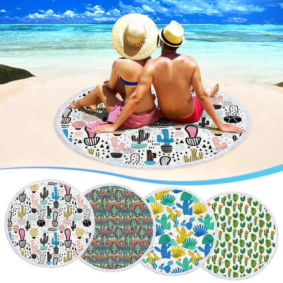 Vwrxbz Luxury Oversized 60-Inch Round Microfiber Beach Towel - Quick-Dry, Sandproof, Super Absorbent, Colorful Print, Multi-Purpose Beach Blanket for Adults, Ideal for Swimming Pool