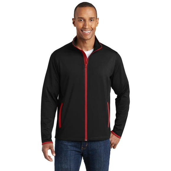 Sport-Tek ® Sport-Wick ® Stretch Contrast Full-Zip Jacket. St853 3Xl Black/ True Red