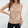 thumbnail image 2 of BLVB Women's Sequins Tank Tops Cowl Neck Sleeveless Sparkly Glitter Party Club Night out Shirts, 2 of 9