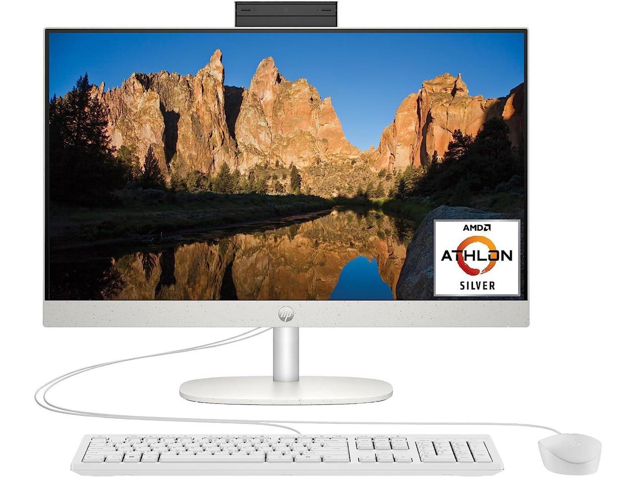HP 23.8 inch All-in-One Desktop PC, FHD Display, AMD Athlon Silver 7120U, 8 GB RAM, 256 GB SSD, AMD Radeon Graphics, Windows 11 Home, 24-cr0010