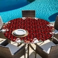 thumbnail image 6 of Christmas Round Tablecloth, Fitted Table Cover with Elastic for 36"-44" Round Tables, Buffalo Plaid Cute Snowman Xmas Tree Elk Snowflakes Table Cloth Outdoor Dinning Party Waterproof Tablecloths, 6 of 7