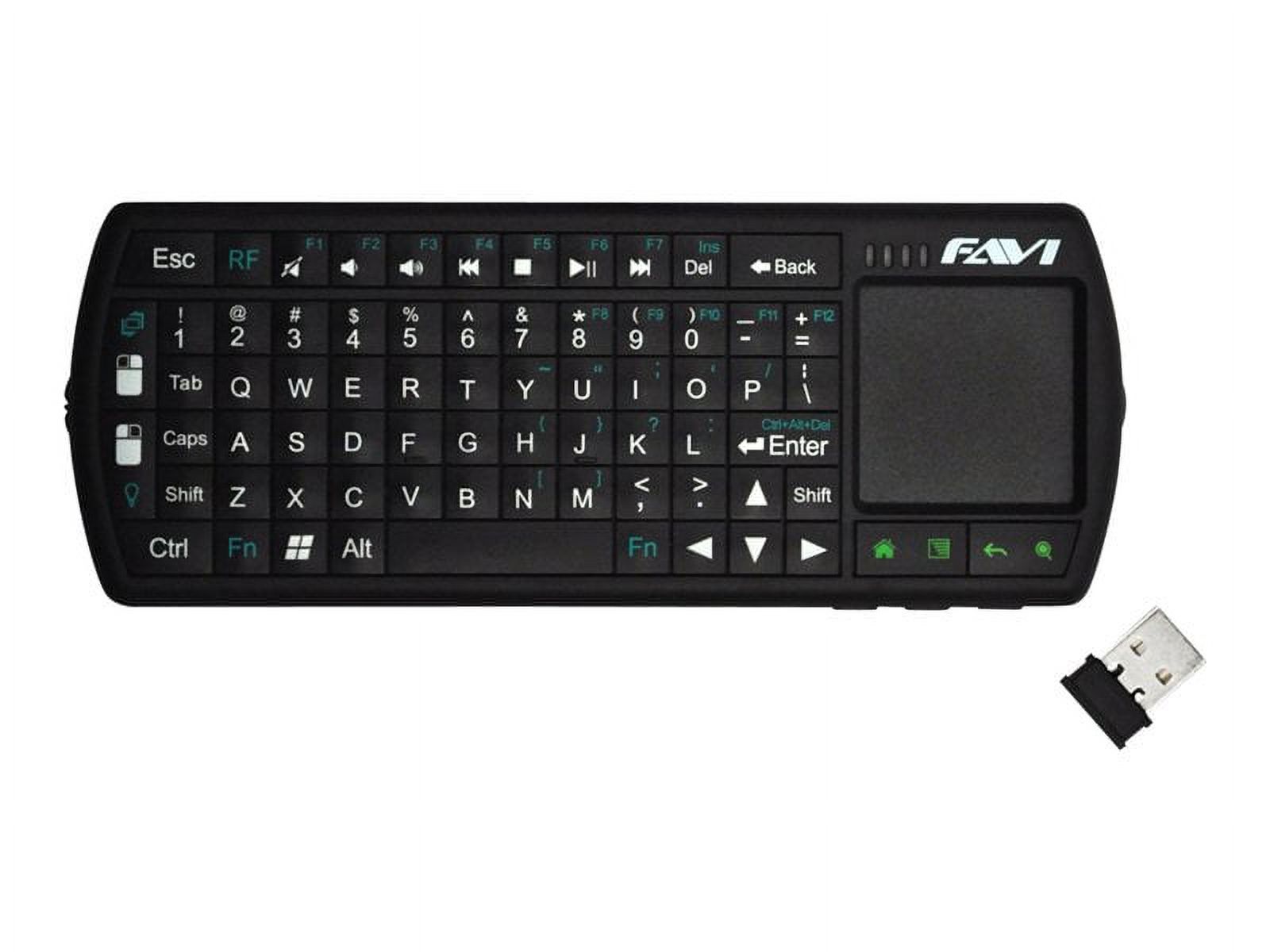 FAVI FE02RF-BL FAVI SmartStick Mini Wireless Keyboard with Mouse Touchpad - Wireless Connectivity - RF - USB InterfaceTouchPad - Home, Search, Back, Music, Menu Hot Key(s) - Black - image 4 of 6