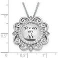 thumbnail image 4 of Sterling Silver Cz Antiqued You Are My Life 18In. Necklace Made In China qsx652, 4 of 5