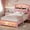 Pink, variant on Afuhokles Full Size Bed with LED Lights and Charging Station, Upholstered Bed Frame with Hidden Storage Headborad, Sturdy Platform Bed, Beige