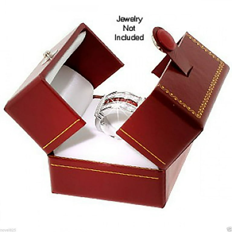 New Classic Cartier Design Leatherette Red Double Doors Ring Gift Box w Packer