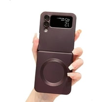 Magnetic Case for Samsung Galaxy Z Flip 6 Case [Compatible with MagSafe] Camera Protection Soft Silicone Anti-Fingerprint Anti-Scratch Shockproof Case for Women Men, Wine