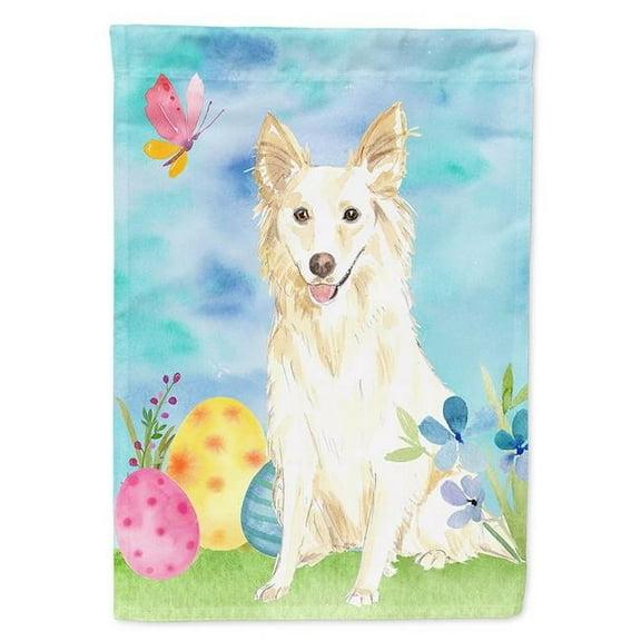 Carolines Treasures CK1893CHF Easter Eggs White Collie Flag Canvas House Size  Large multicolor
