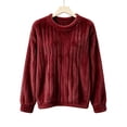 thumbnail image 2 of Plush Ribbed Fleece Sweatshirts for Women Crewneck Long Sleeve Loose Fit Fall Winter Warm Casual Loungewear S-XXL, 2 of 5