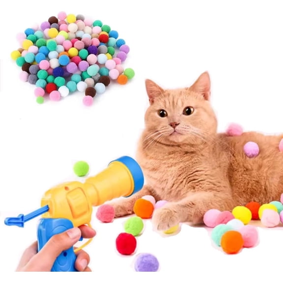 21-Piece Cat Ball Toy Launcher Set – Includes 20 Plush Colorful Balls, Interactive Fun Toys for Indoor Cats & Kittens