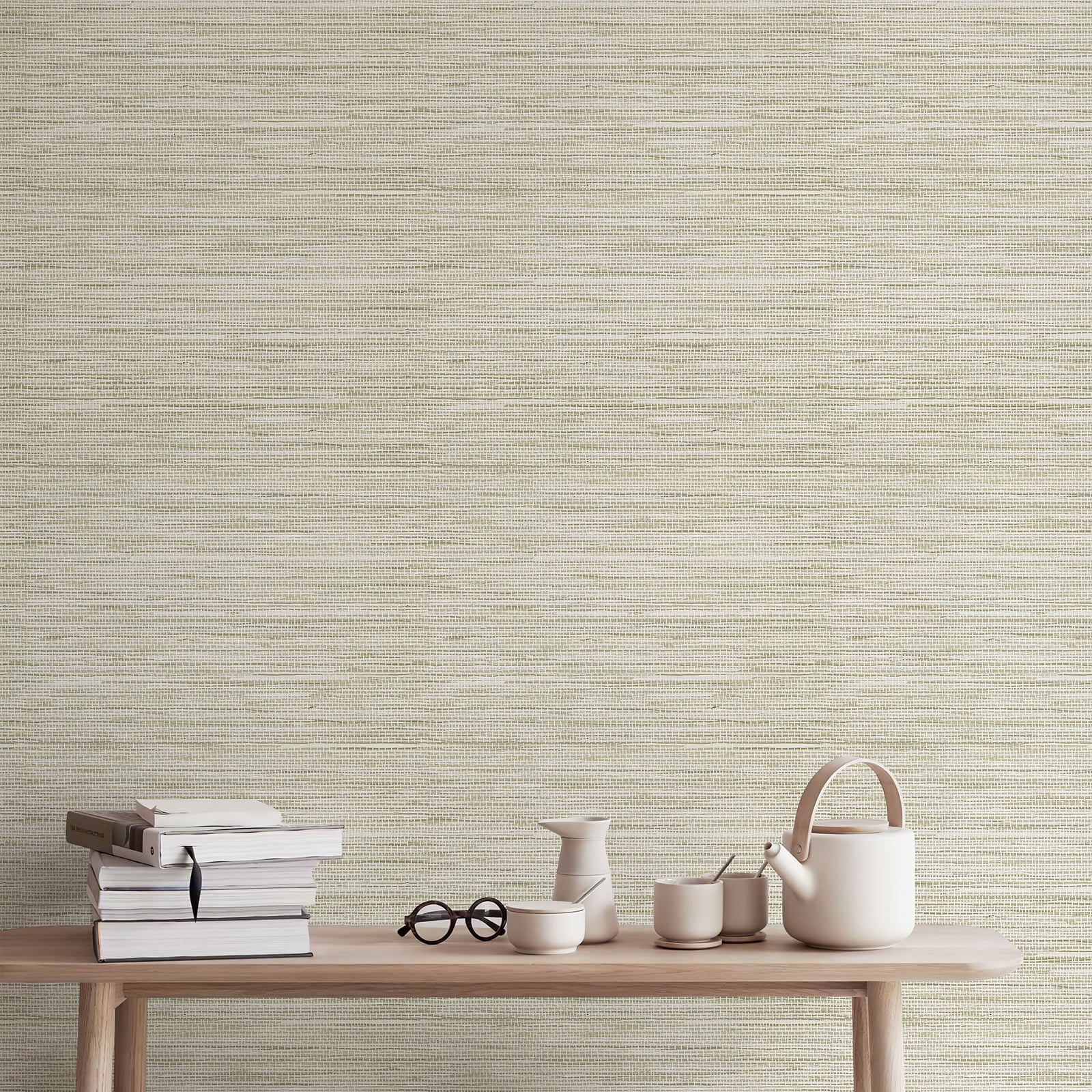Xiayi Grasscloth Wallpaper Peel and Stick,17.3"x472" Cream Grassweave Stick on Wallpaper Textured Self Adhesive Wallpaper Contact Paper