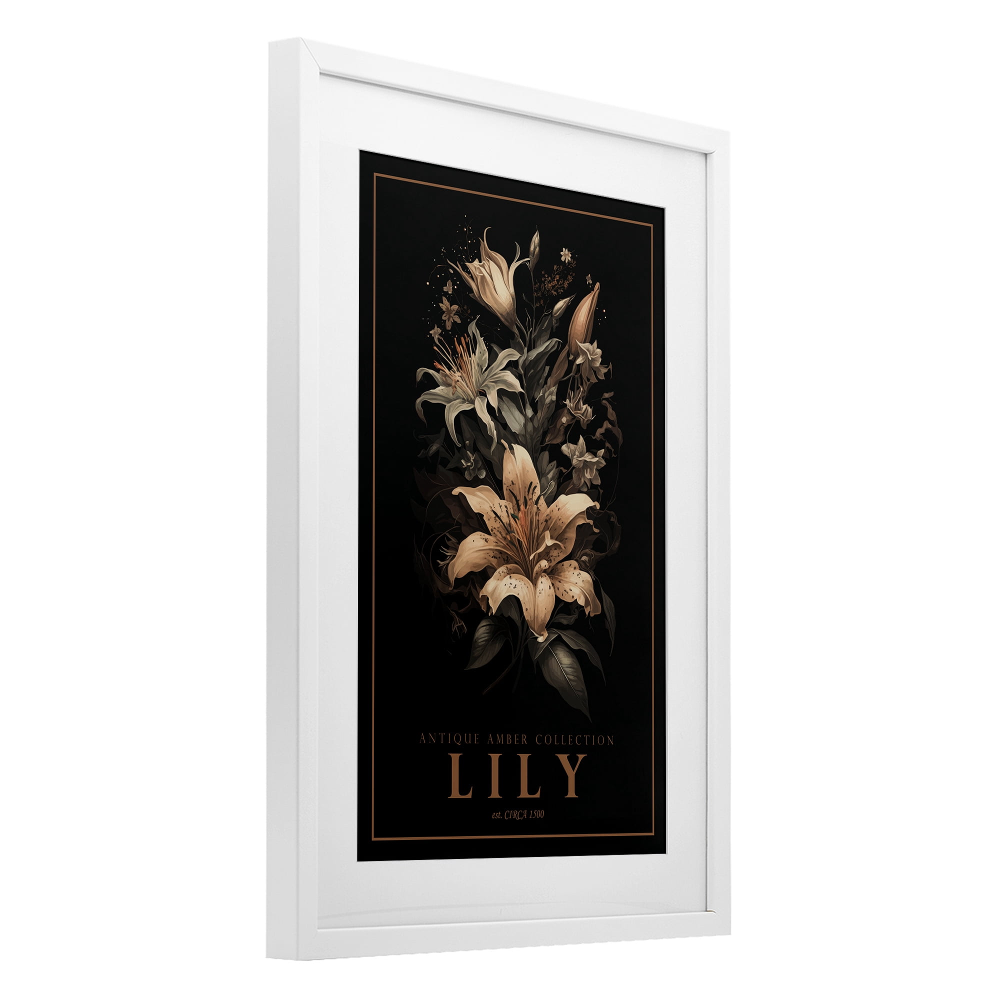 Stupell Industries Antique Lily Light White Framed Print Under Glass, design by Chris Giampietro