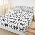 thumbnail image 3 of Manfei Ribbon Bow Bowtie Queen Sheet Sets,Stars Loves Print Flat Sheet,White Black Queen Fitted Sheet For Child,Ultra Soft Home Decor,4 Pieces, 3 of 7