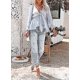 thumbnail image 3 of Bxhd Womens Long Sleeve Boho Shirts Deep V Neck Front Tie Knot Peplum Blouses Tops, 3 of 3