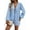 Blue, variant on Women'S 2 Piece Outfits Set Long Sleeve Tie Front Top Short Set Casual Tracksuit Pajama Sets Red XL