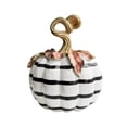 thumbnail image 2 of Halloween Pumpkin Decorations, Black and White Decor, Modern Fall Decor, Halloween Table Decor, Resin Striped Art Pumpkin Sculpture with Gold Curved Hobby, Decorative Party Prop, 2 of 6